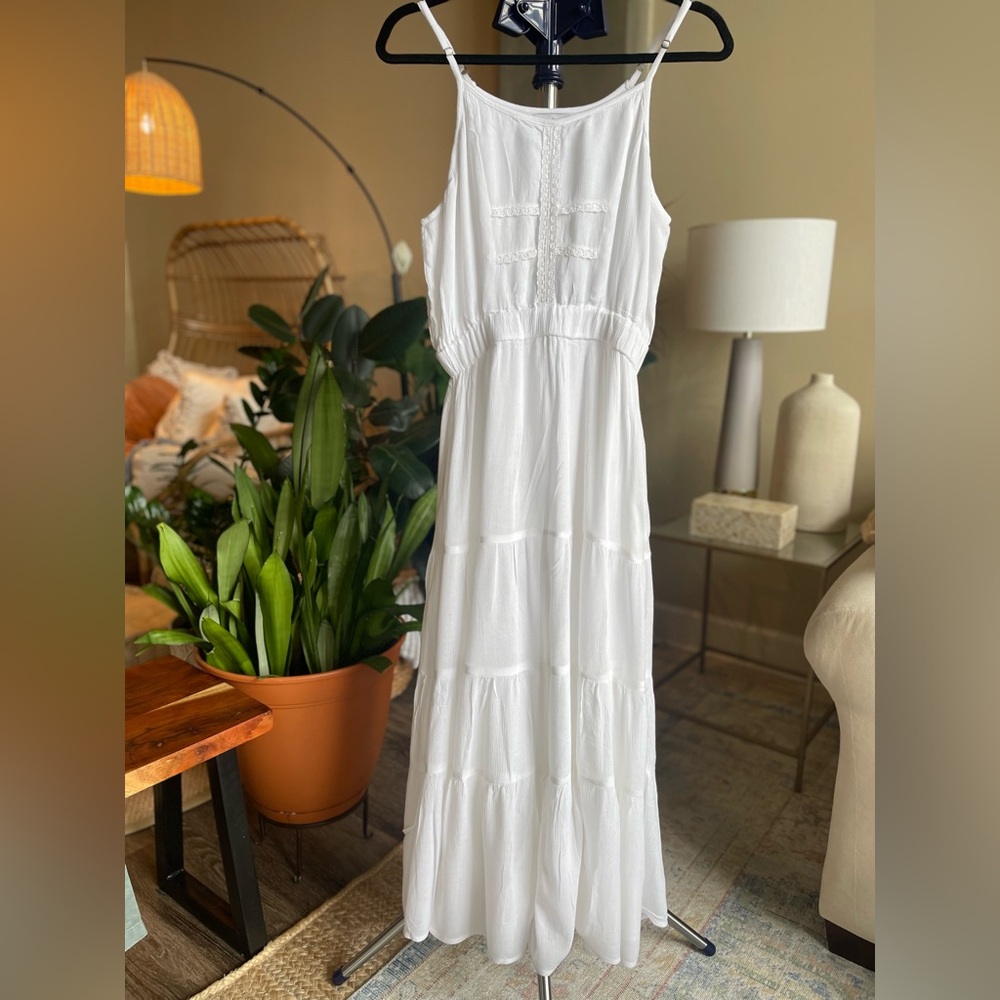AREA STARS summer white gauze maxi dress